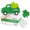 St Patricks Day Decorations, St Patricks Day Decor - Wooden Book Stack & Green Truck & 3 Shamrock Decor for Table, Tiered Tray, Office Desk, Mantel, Saint Patricks Day Decorations for Home
